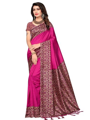 printed pallu mysore silk saree with blouse - 15612858 - Very Small Image - 1