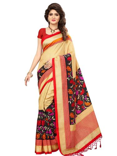 floral printed mysore silk saree with blouse - 15612862 - Very Small Image - 1