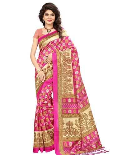 floral printed mysore silk saree with blouse - 15612863 - Very Small Image - 1