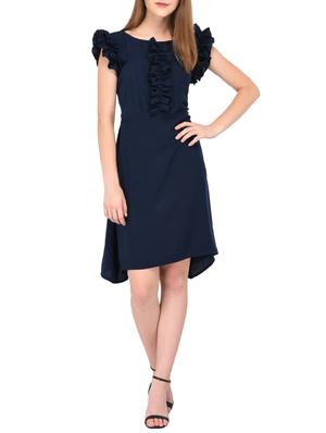 navy blue frill detail asymmetric dress - 15612875 - Standard Image - 1