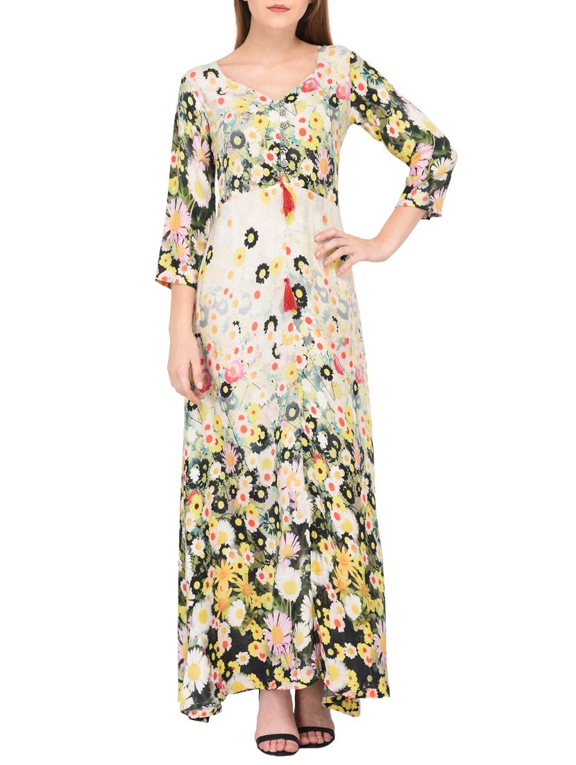 button detail floral dress - 15612881 - Zoom Image - 1