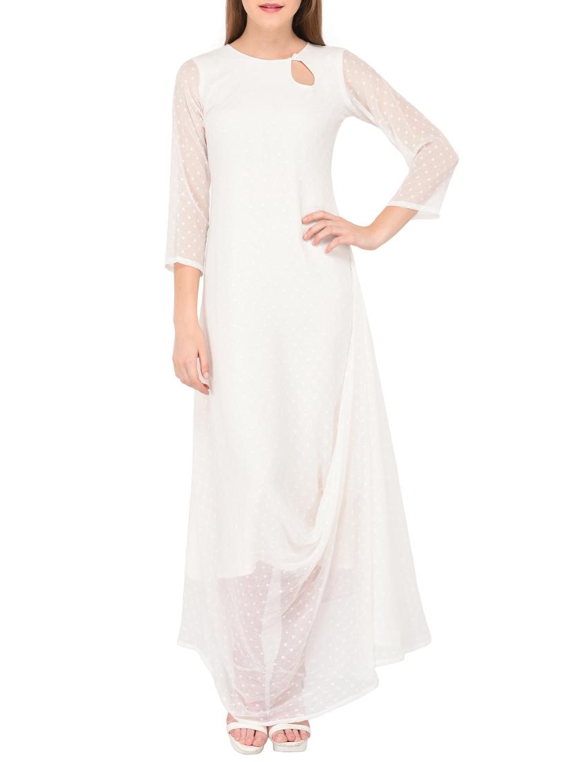 keyhole neck cowl drape asymmetric dress - 15612884 - Zoom Image - 1