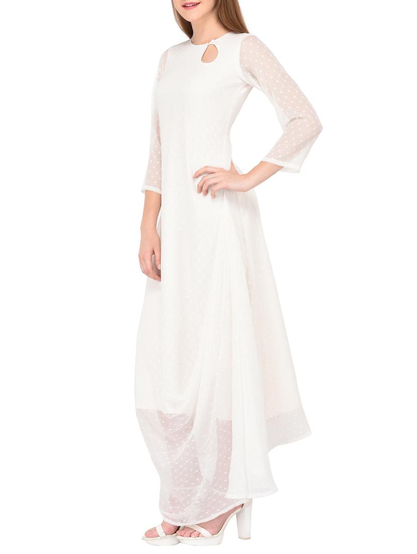 keyhole neck cowl drape asymmetric dress - 15612884 - Zoom Image - 2