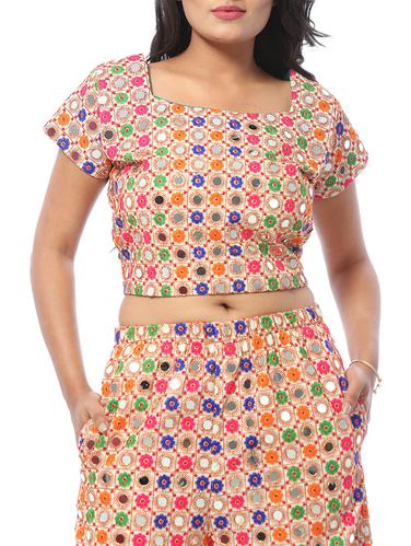 Embroidered tie back crop top - 15613026 - Very Small Image - 1
