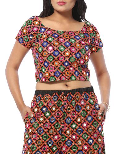Mirror work tie back crop top - 15613027 - Very Small Image - 1