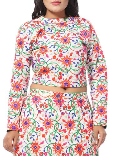 Mirror work tie back crop top - 15613028 - Very Small Image - 1