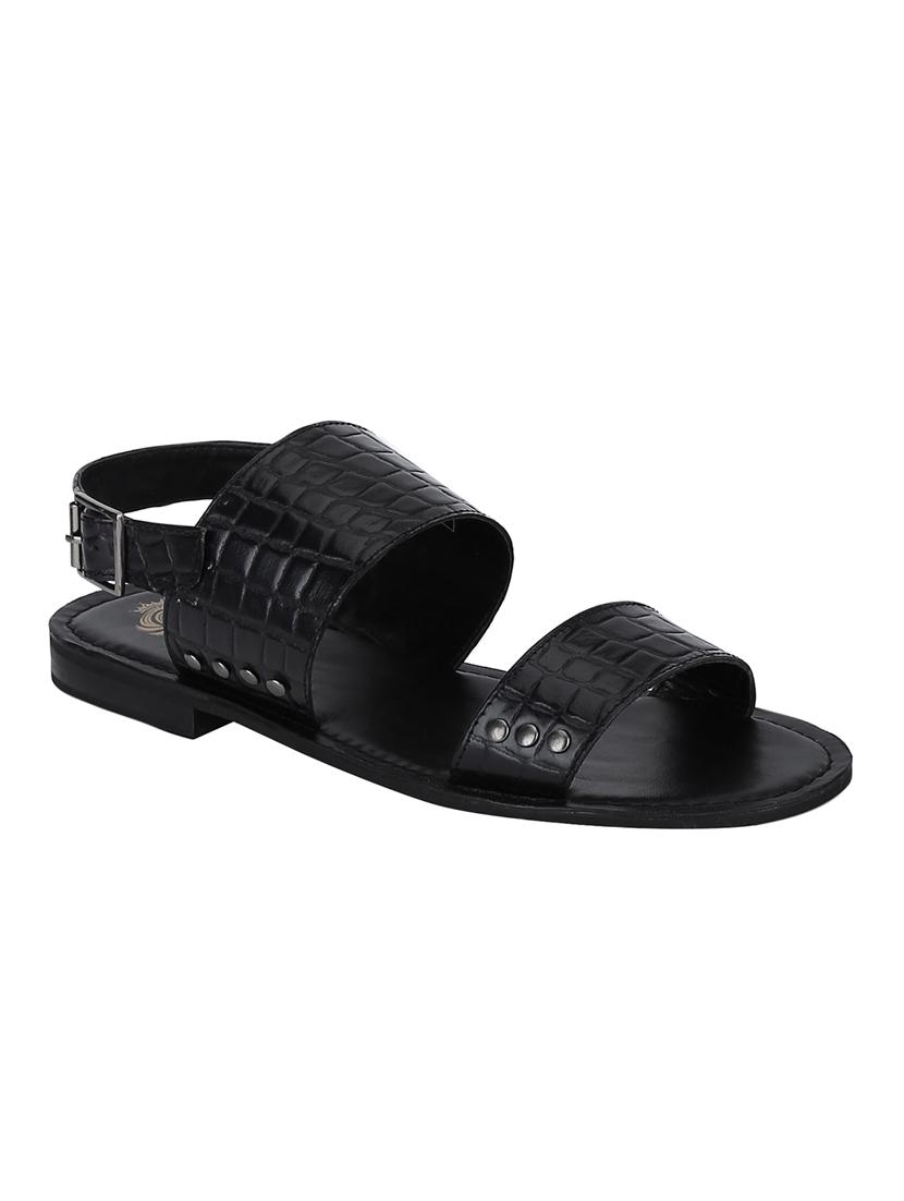 black Leather back strap sandals - 15613030 - Zoom Image - 1