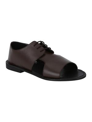 brown Leather lace-up sandals - 15613034 - Standard Image - 1