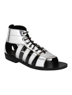 silver Leather lace-up sandals - 15613035 - Standard Image - 1