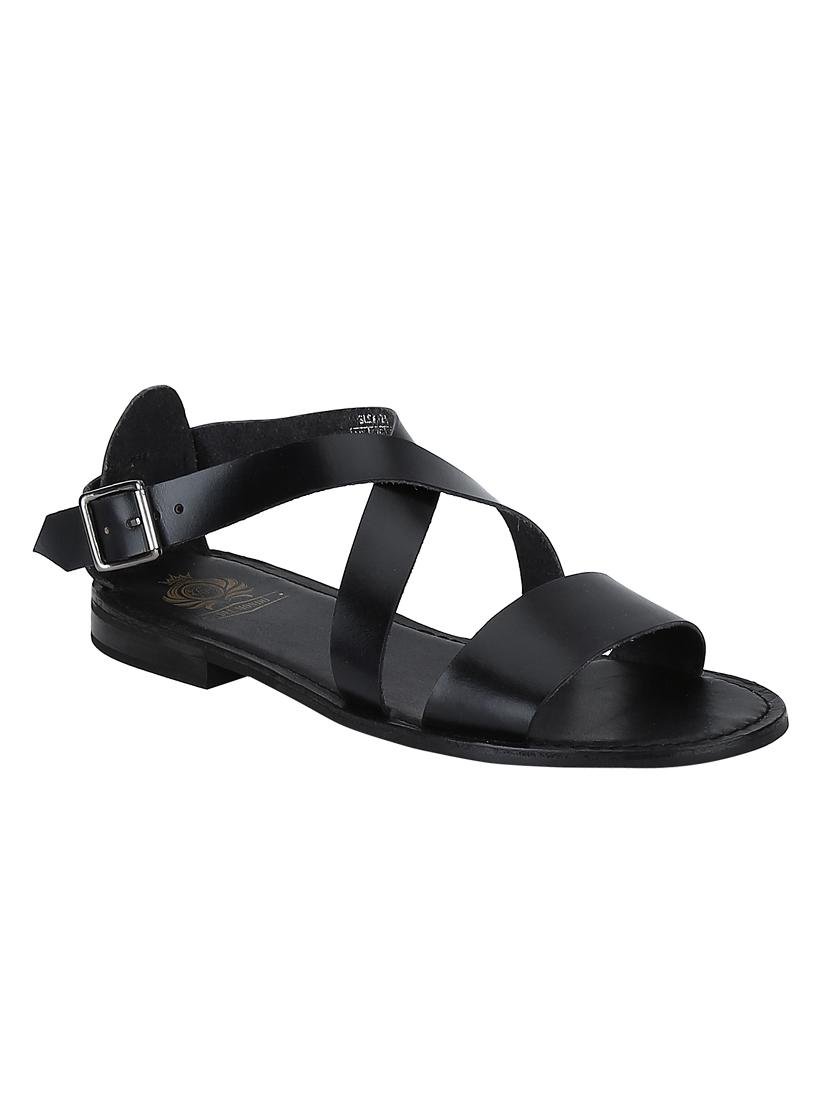 black Leather back strap sandals - 15613044 - Zoom Image - 1