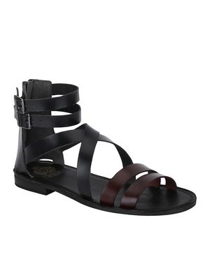 black Leather back strap sandals - 15613054 - Standard Image - 1