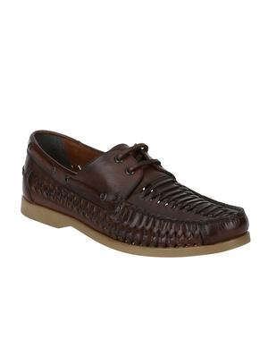 tan Leather lace up boatshoes - 15613143 - Standard Image - 1