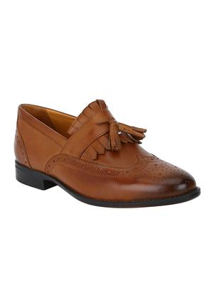 tan Leather tassel slip ons - 15613154 - Standard Image - 1