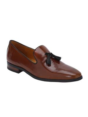 tan Patent Leather tassel slip ons - 15613157 - Standard Image - 1