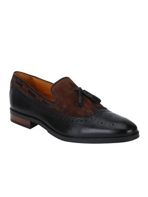 black Leather tassel slip ons - 15613159 - Standard Image - 1