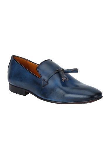 navy Leather tassel slip ons - 15613190 - Very Small Image - 1