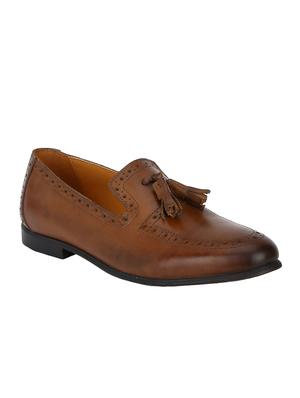tan Leather tassel slip ons - 15613212 - Standard Image - 1