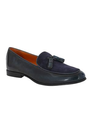 navy Leather tassel slip ons - 15613220 - Standard Image - 1