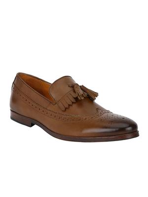 tan Leather tassel slip ons - 15613221 - Standard Image - 1