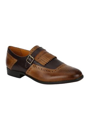tan Leather slip on monk straps - 15613226 - Standard Image - 1