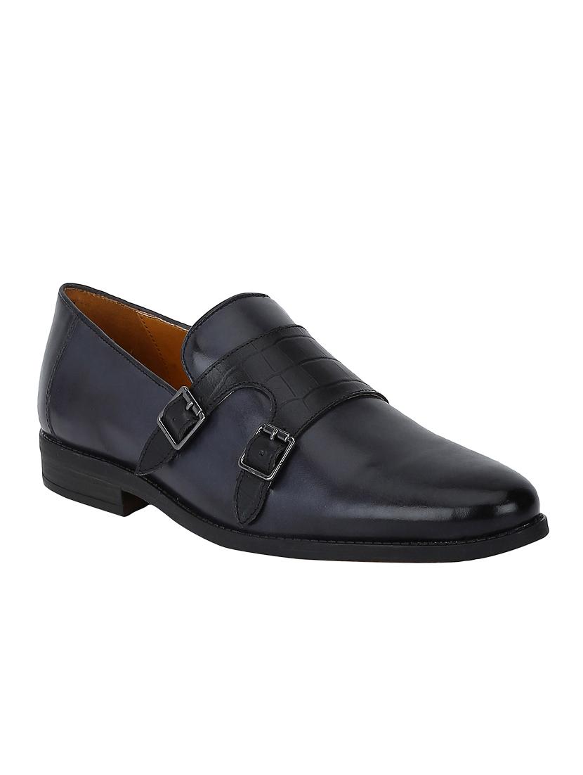 black Leather slip on monk straps - 15613231 - Zoom Image - 1