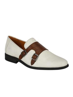 white Leather slip on monk straps - 15613232 - Standard Image - 1