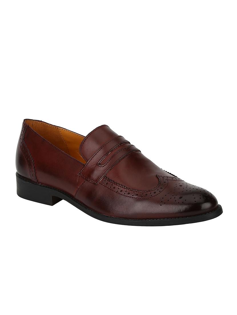 maroon leather formal slip ons - 15613237 - Zoom Image - 1