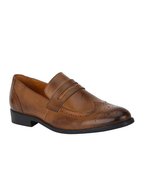 tan Leather formal slip ons - 15613238 - Standard Image - 1