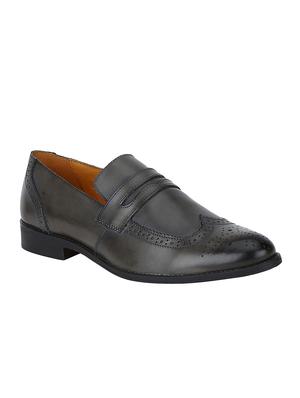 grey Leather formal slip ons - 15613239 - Standard Image - 1