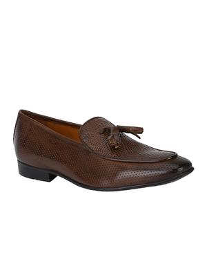 brown Leather tassel slip ons - 15613245 - Standard Image - 1