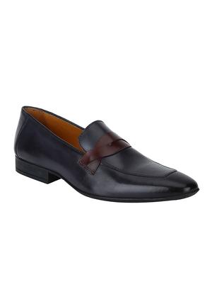 navy Leather formal slip ons - 15613250 - Standard Image - 1