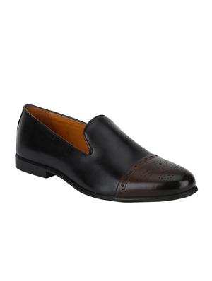 black Leather formal slip ons - 15613254 - Standard Image - 1