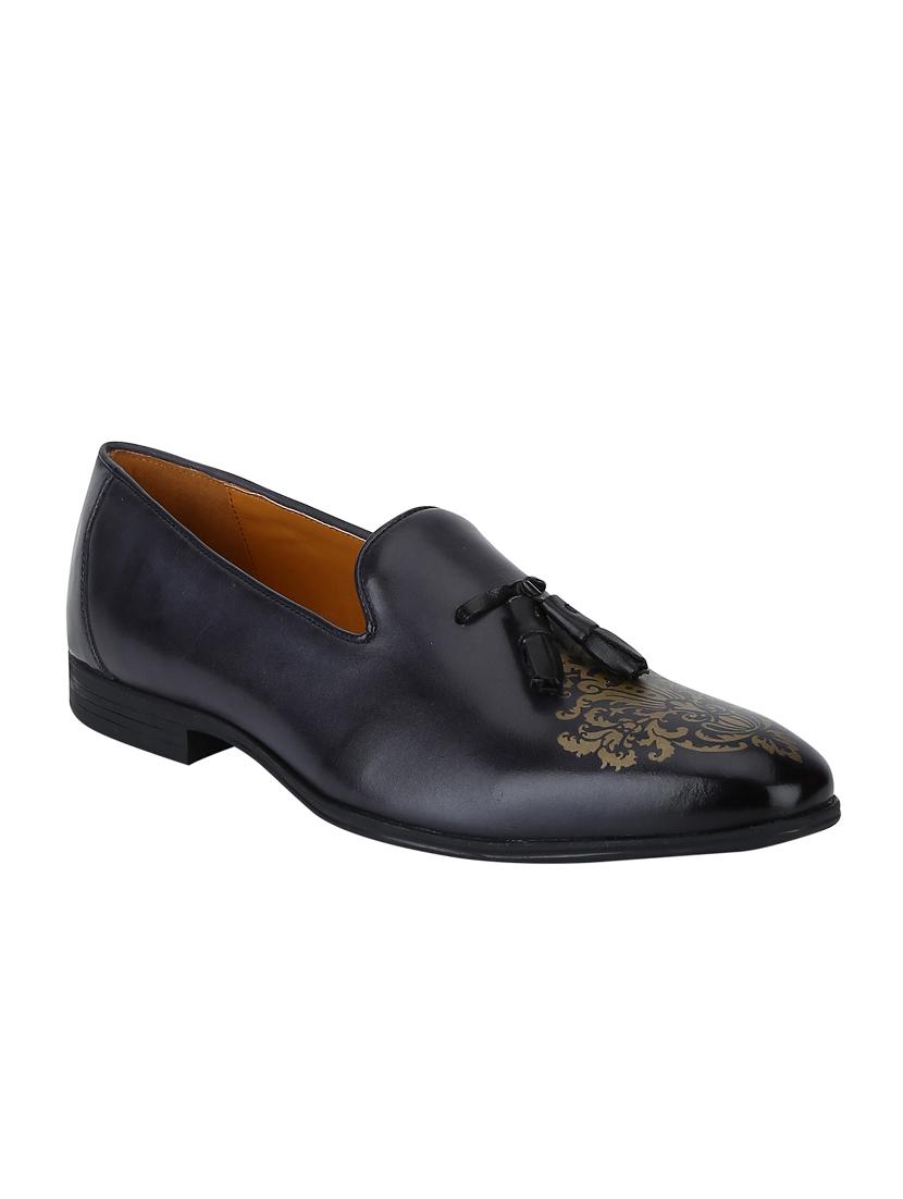 navy Leather tassel slip ons - 15613256 - Zoom Image - 1