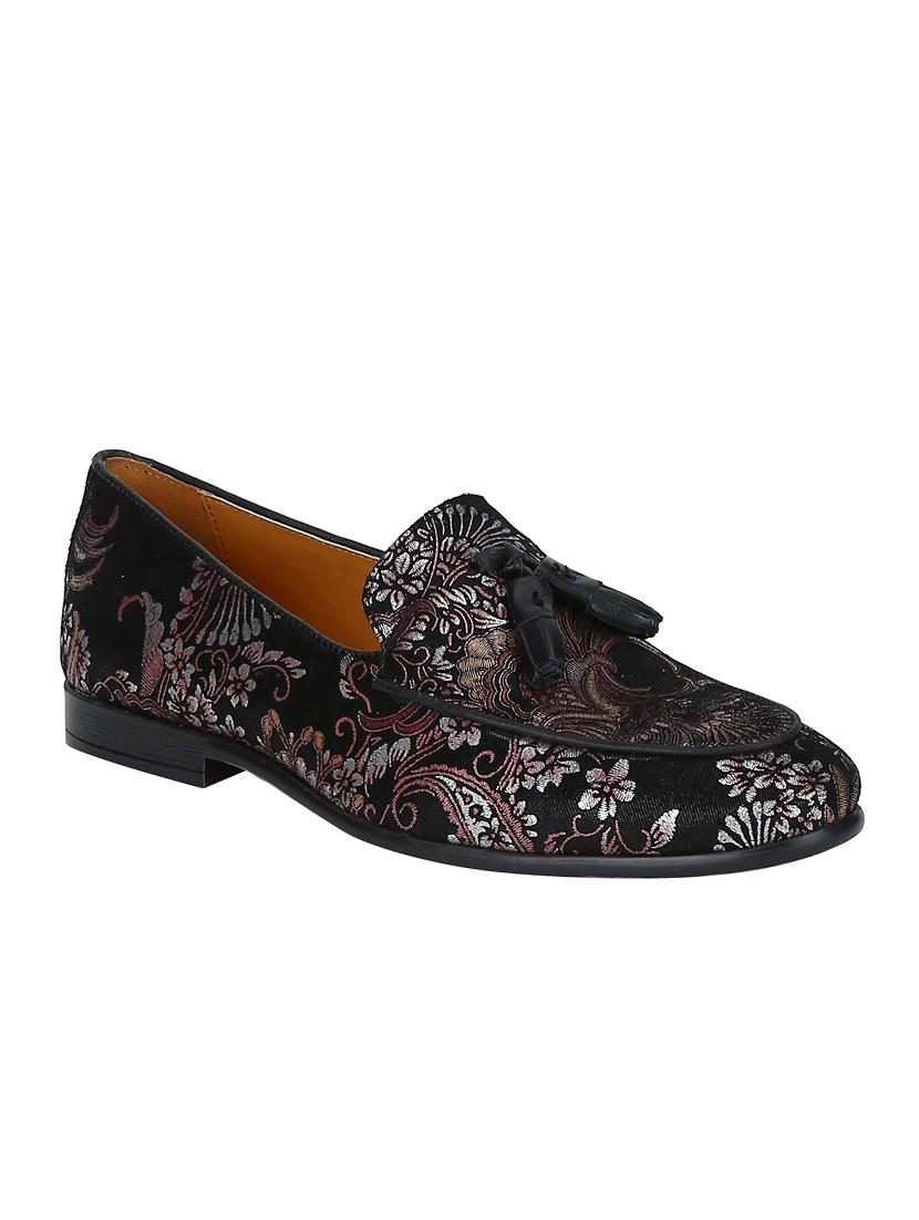 black Leather tassel slipons - 15613260 - Zoom Image - 1