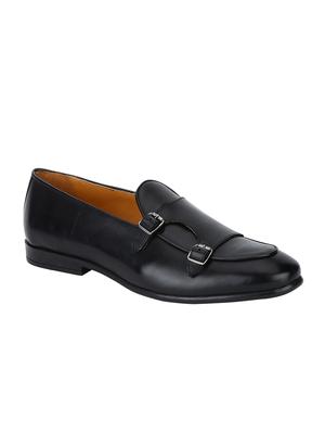 black Leather slip on monk straps - 15613261 - Standard Image - 1