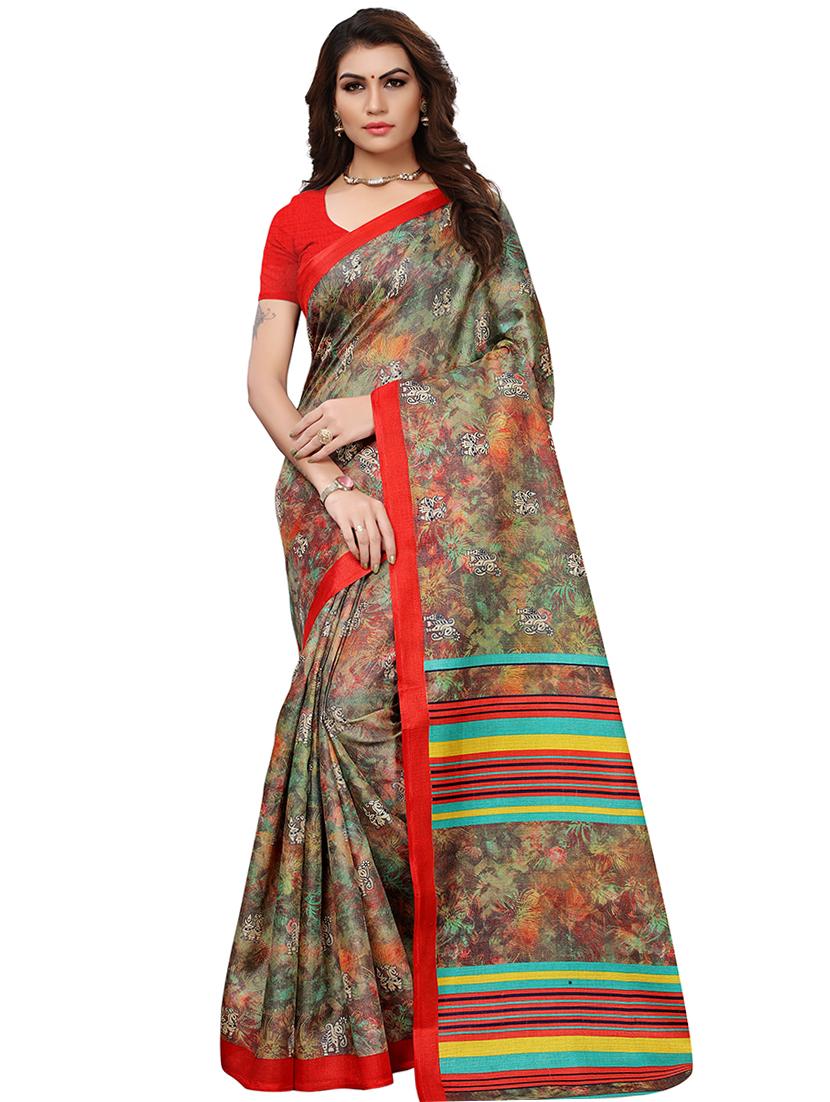 conversational printed mysore silk saree with blouse - 15613312 - Zoom Image - 1
