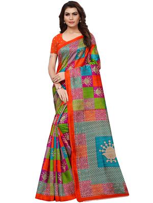 checkered printed mysore silk saree with blouse - 15613314 - Standard Image - 1