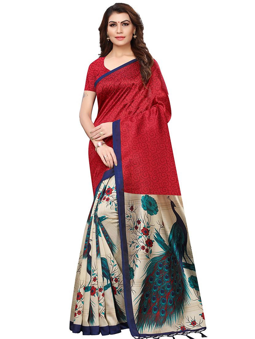 graphic printed mysore silk saree with blouse - 15613316 - Zoom Image - 1