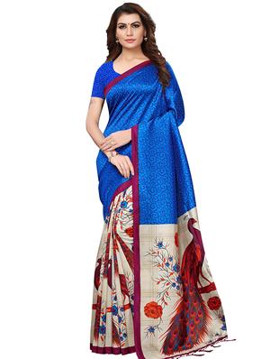 graphic printed mysore silk saree with blouse - 15613317 - Standard Image - 1