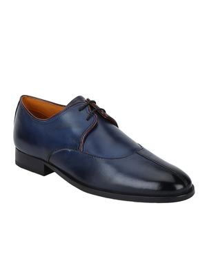 navy Leather lace-up derbys - 15613340 - Standard Image - 1