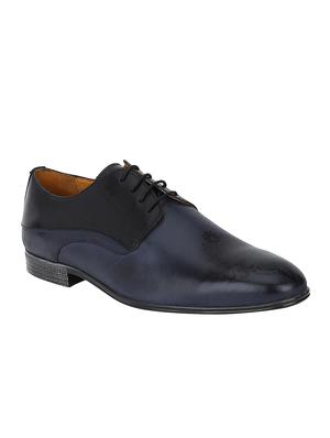 navy Leather lace-up derbys - 15613360 - Standard Image - 1