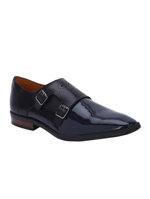 navy Patent Leather slip on monk straps - 15613376 - Standard Image - 1
