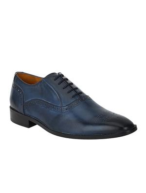 navy Leather lace-up oxfords - 15613379 - Standard Image - 1
