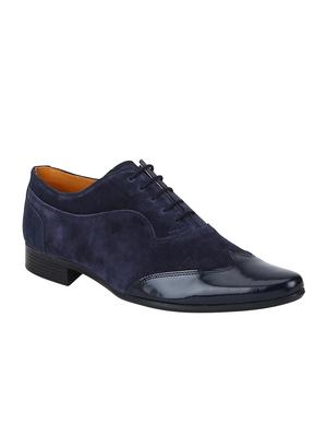 navy Suede lace-up brouges - 15613385 - Standard Image - 1