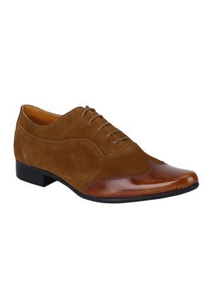 tan Suede lace-up brouges - 15613386 - Standard Image - 1
