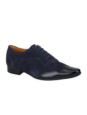 navy Suede lace-up brouges - 15613387 - Standard Image - 1