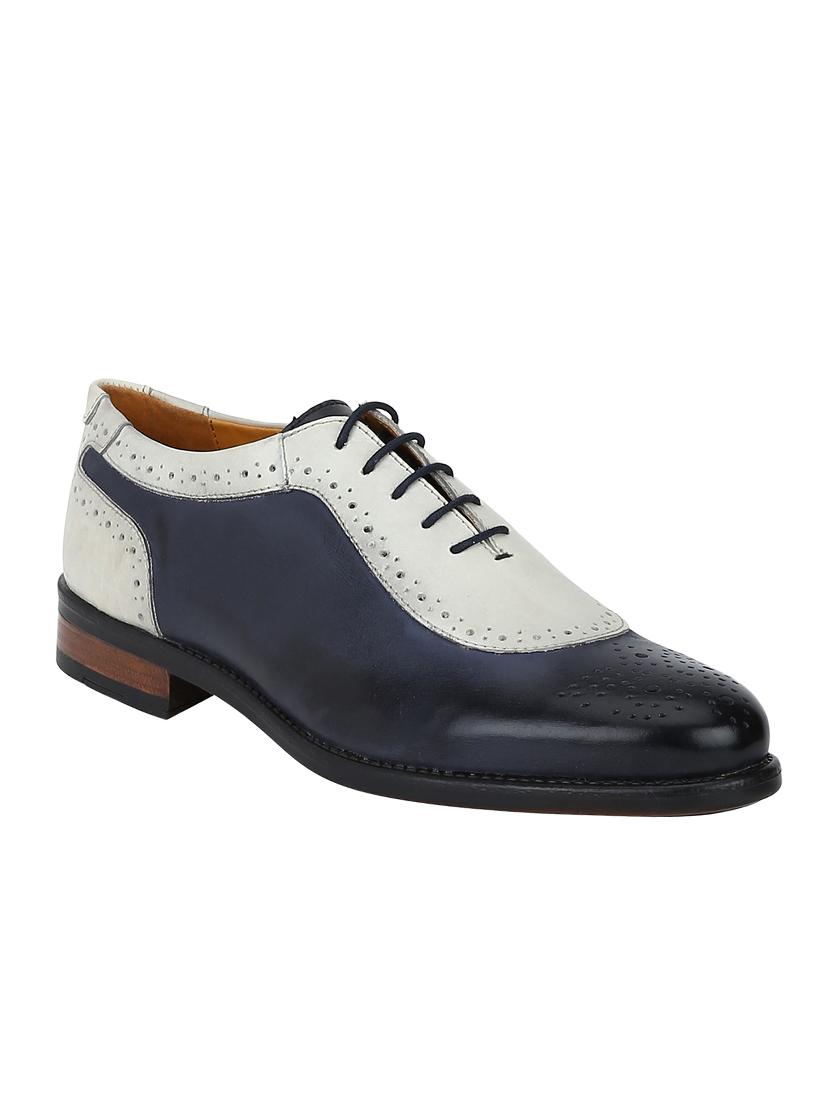 navy Leather lace-up oxfords - 15613396 - Zoom Image - 1