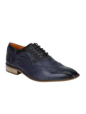 navy Leather lace-up brouges - 15613398 - Standard Image - 1