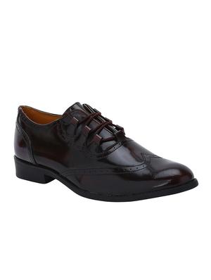 brown Patent Leather lace-up brouges - 15613399 - Standard Image - 1