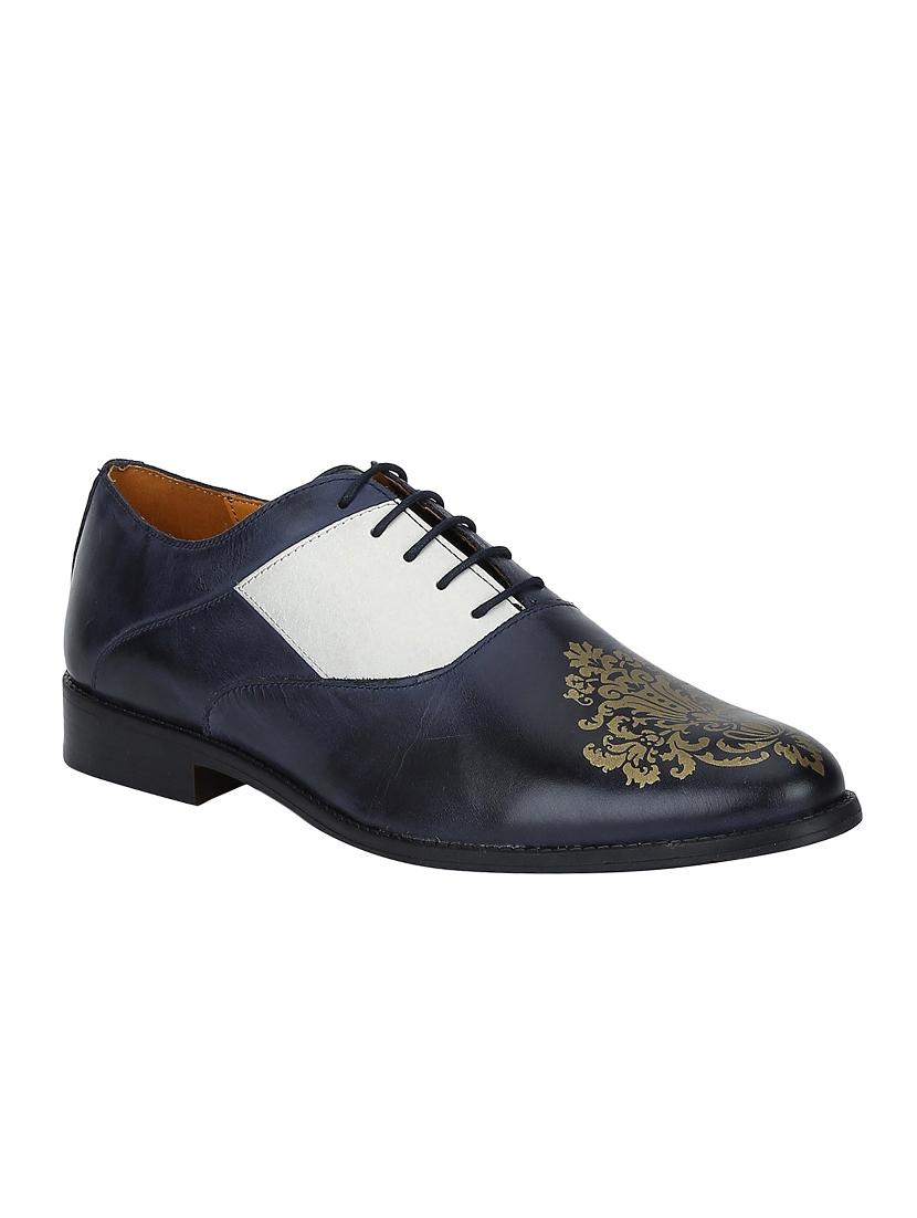 navy Leather lace-up oxfords - 15613405 - Zoom Image - 1